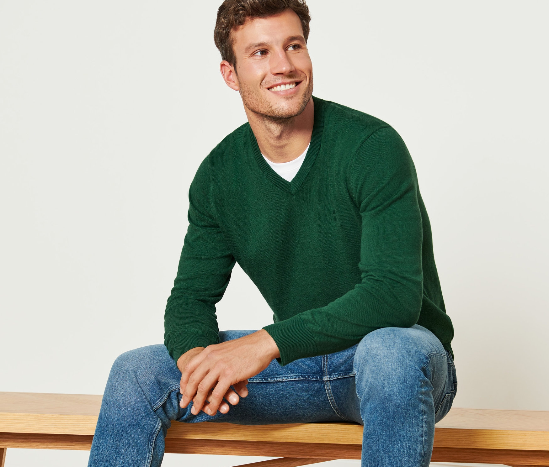 Thumbnail - Tchibo - Pullover mit V-Ausschnitt - Herren - Gr. S - dunkelgrün