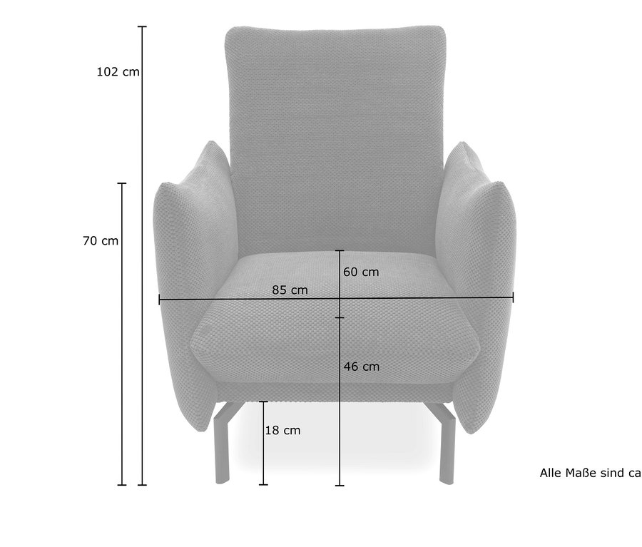 Abmessungen des Sessels. DOMO collection Sessel »Avila«, grün und beige sind vorhanden.