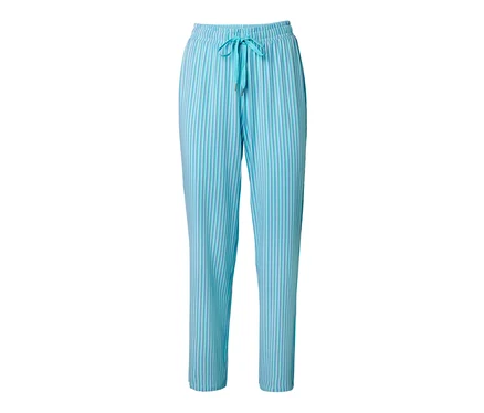 Blaue, gestreifte Pyjamahose mit Kordelzug in der Taille.