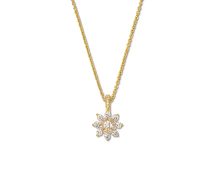 Goldkette mit Stern-Anhänger, besetzt mit 22 Brillanten.