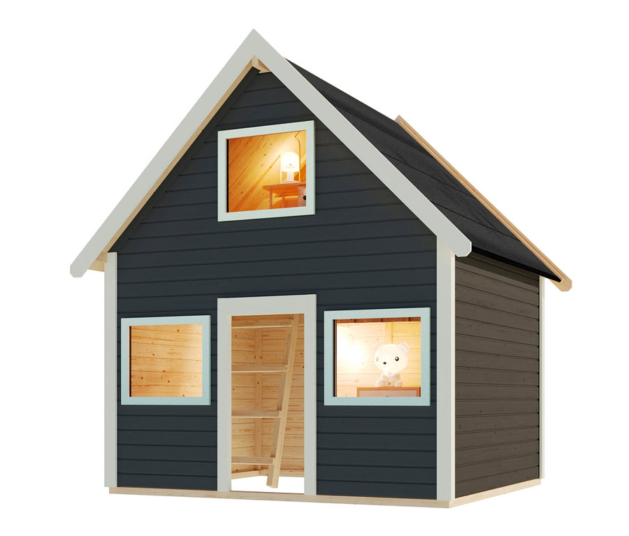 Karibu Spielhaus "Kalle" mit Fenster und Tür.