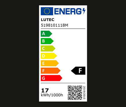 Energielabel Oudoor LED Wandleuchte, 350° drehbar.