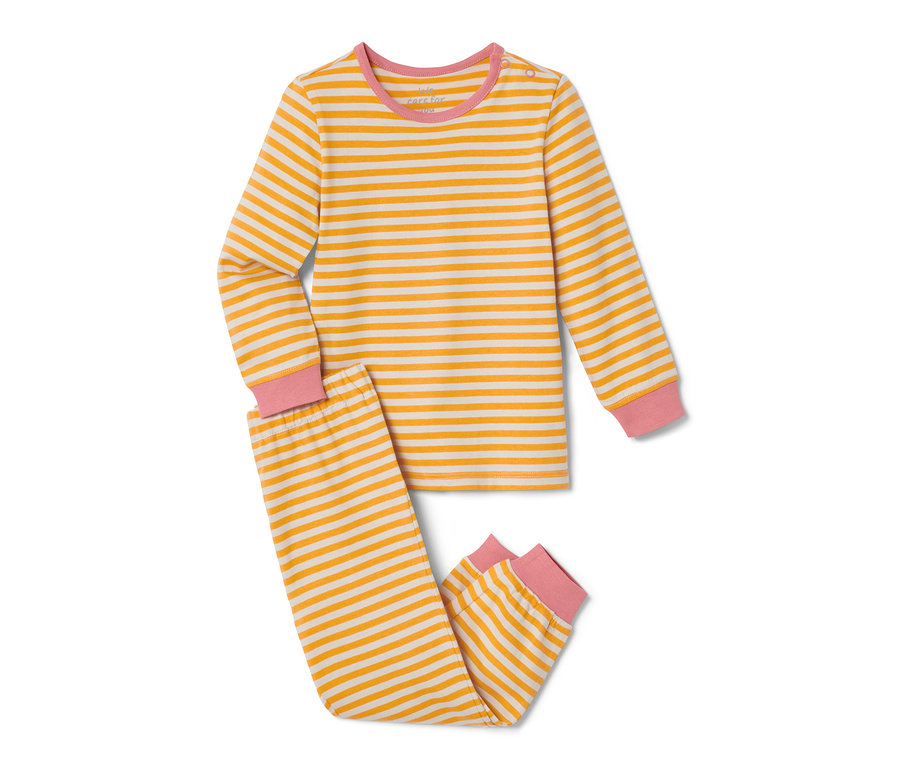 Gelb-weiß gestreifter 2 Kleinkind-Pyjamas.