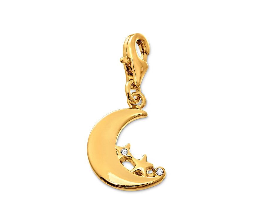 Goldfarbenes Charm Set Moon and Stars mit Karabiner.