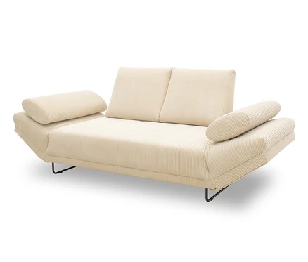 Ein cremefarbenes DOMO collection Daybed »Molde Leif105« vor einem weißen Hintergrund.