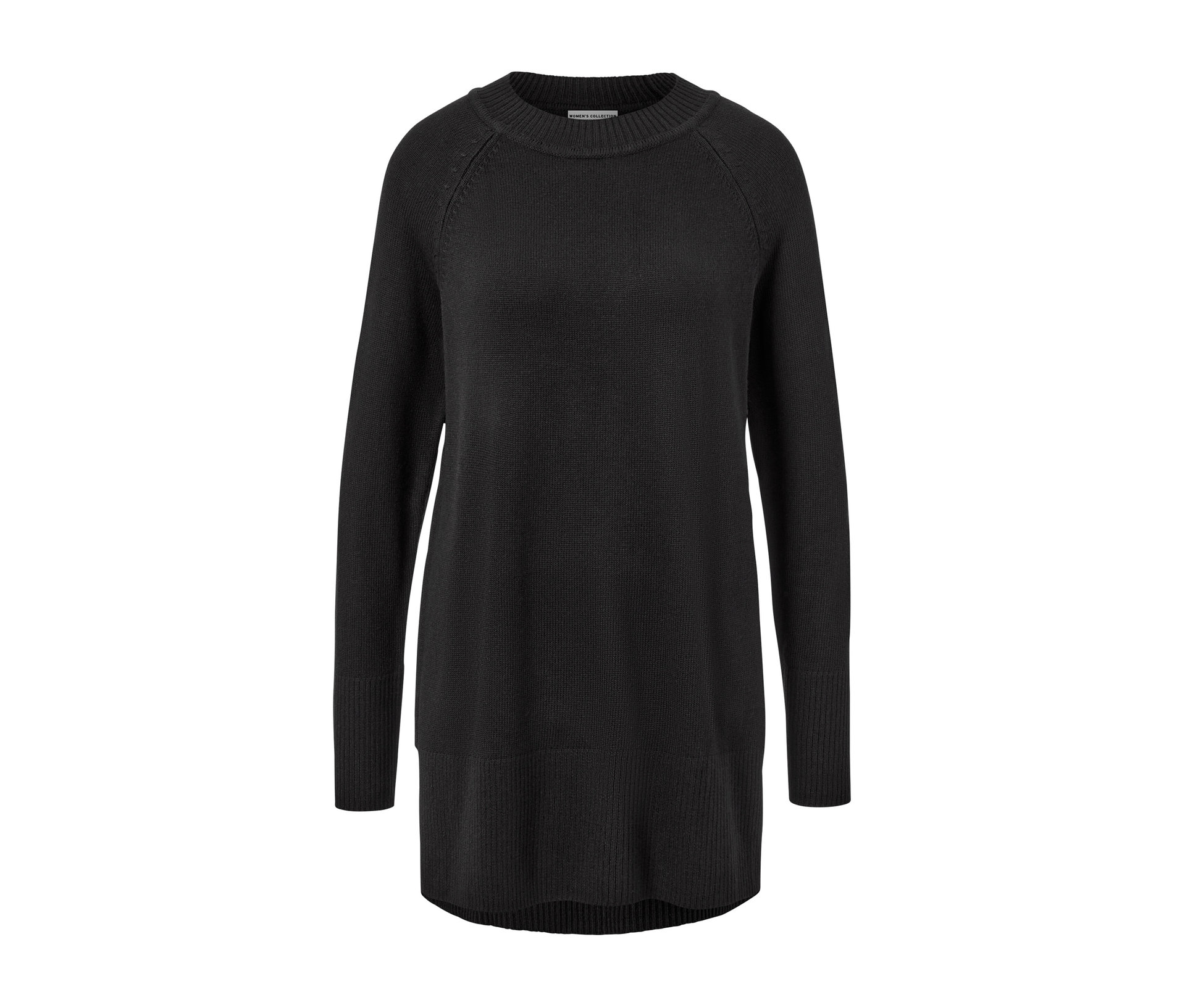 Langer Strickpullover - Damen - Gr. S - schwarz - schwarz