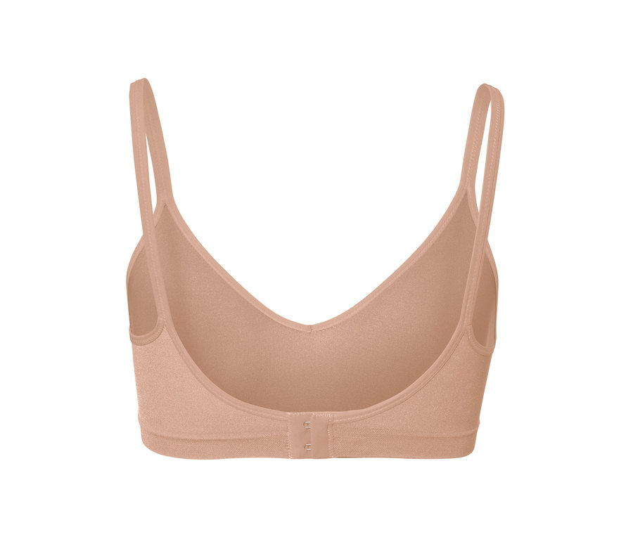 Detailaufnahme von einem nahtlosen, beige Seamless-Soft-BH.