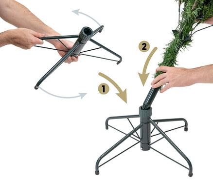 Eine Person montiert einen künstlichen Weihnachtsbaum Roswell Kiefer.