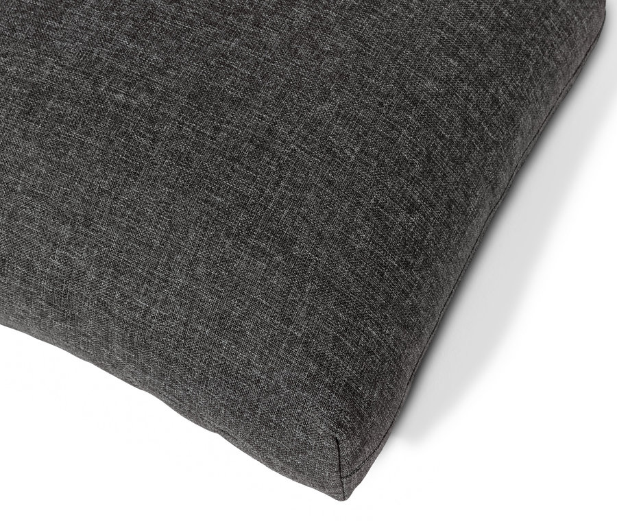 Detailaufnahme der grauen Stoffoberfläche der 2-in-1-Dining-Bank-Liege »Elin«.