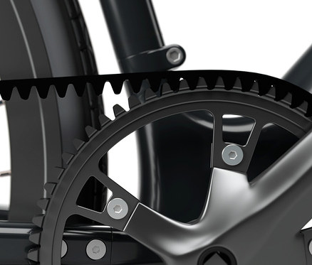 Detailaufnahme von Kette und Getriebe eines SHARP Hybrid E-Bikes.