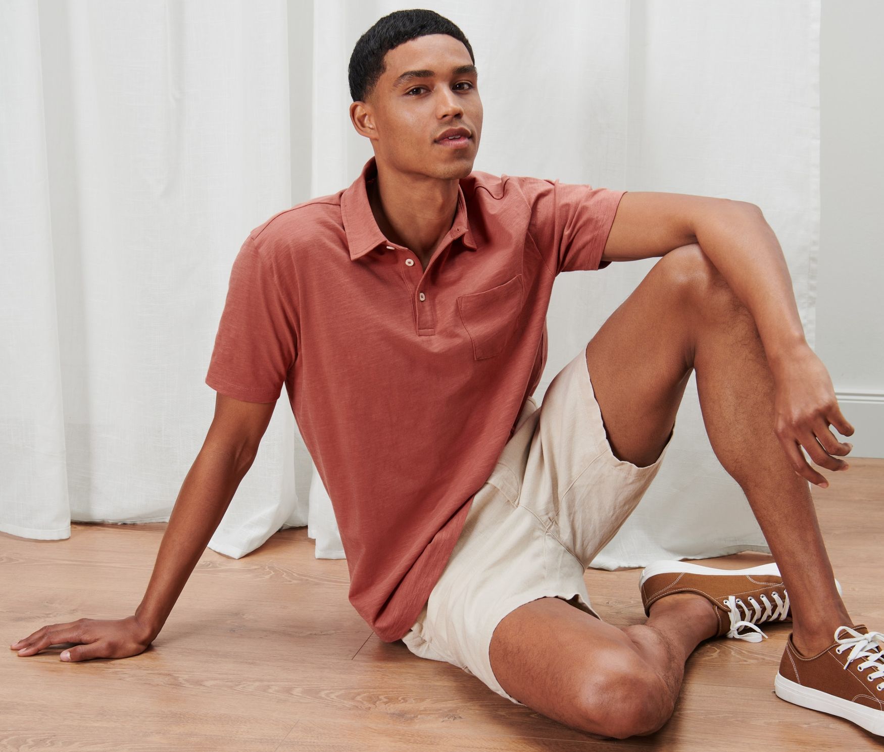 Thumbnail - Tchibo - Jersey-Poloshirt - Herren - Gr. S - terrakotta