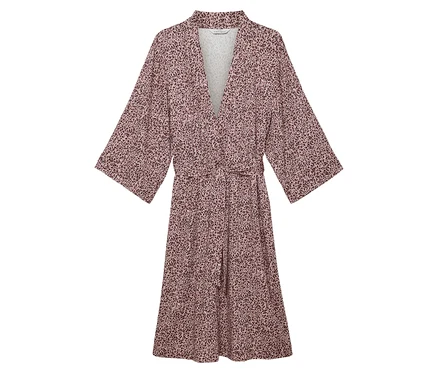 Allover-Kleid mit Tierdruck und Taillenbindung.