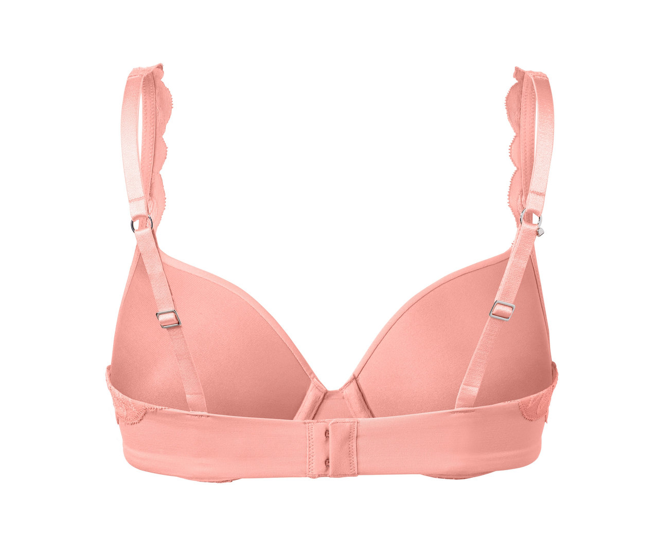 Detailansicht von hinten eines T-Shirt-BHs in Aprikot.