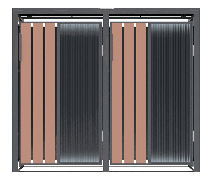 Graue Struktur mit braunen und grauen Lamellen.