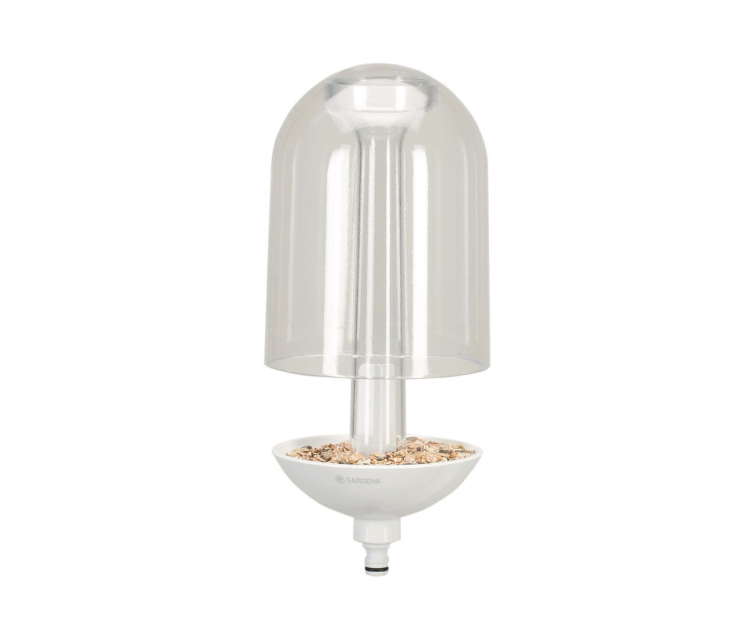 GARDENA Vogelfutterstation »ClickUp!« mit transparentem Dom und Vogelfutter.