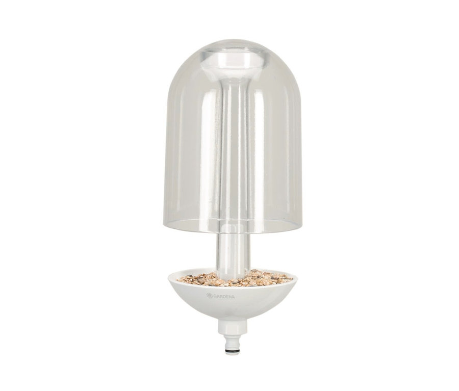GARDENA Vogelfutterstation »ClickUp!« mit transparentem Dom und Vogelfutter.