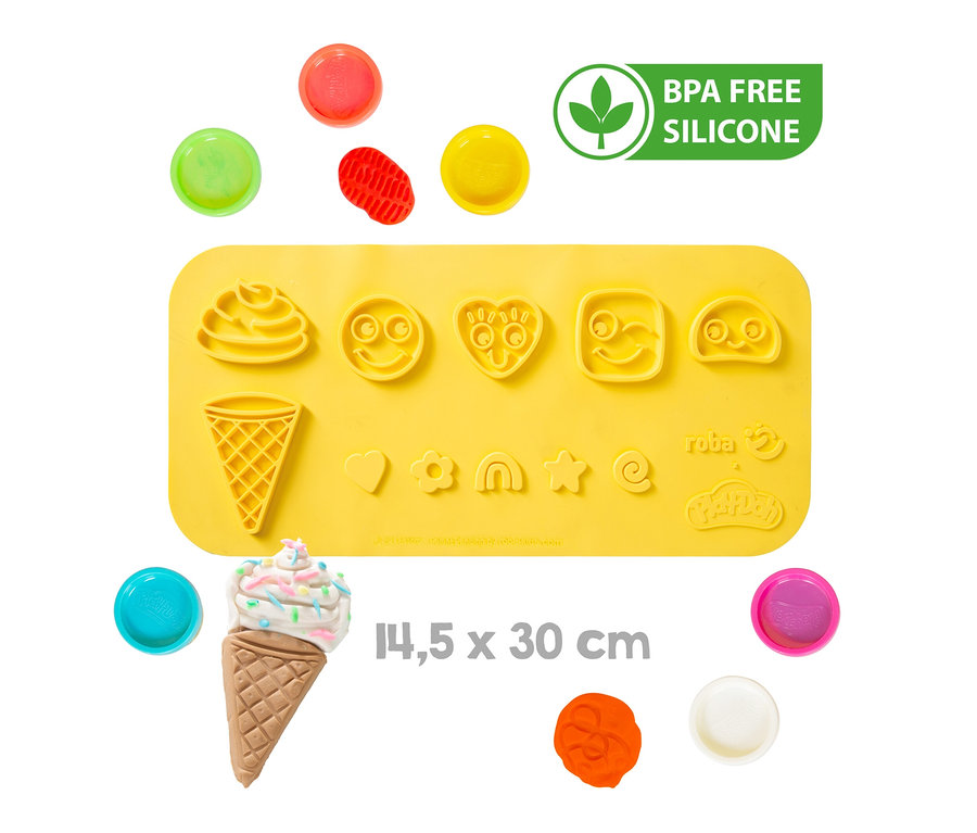 Gelbe Matte mit Formen und Knete roba x Play-Doh Knet-Spielset 2.
