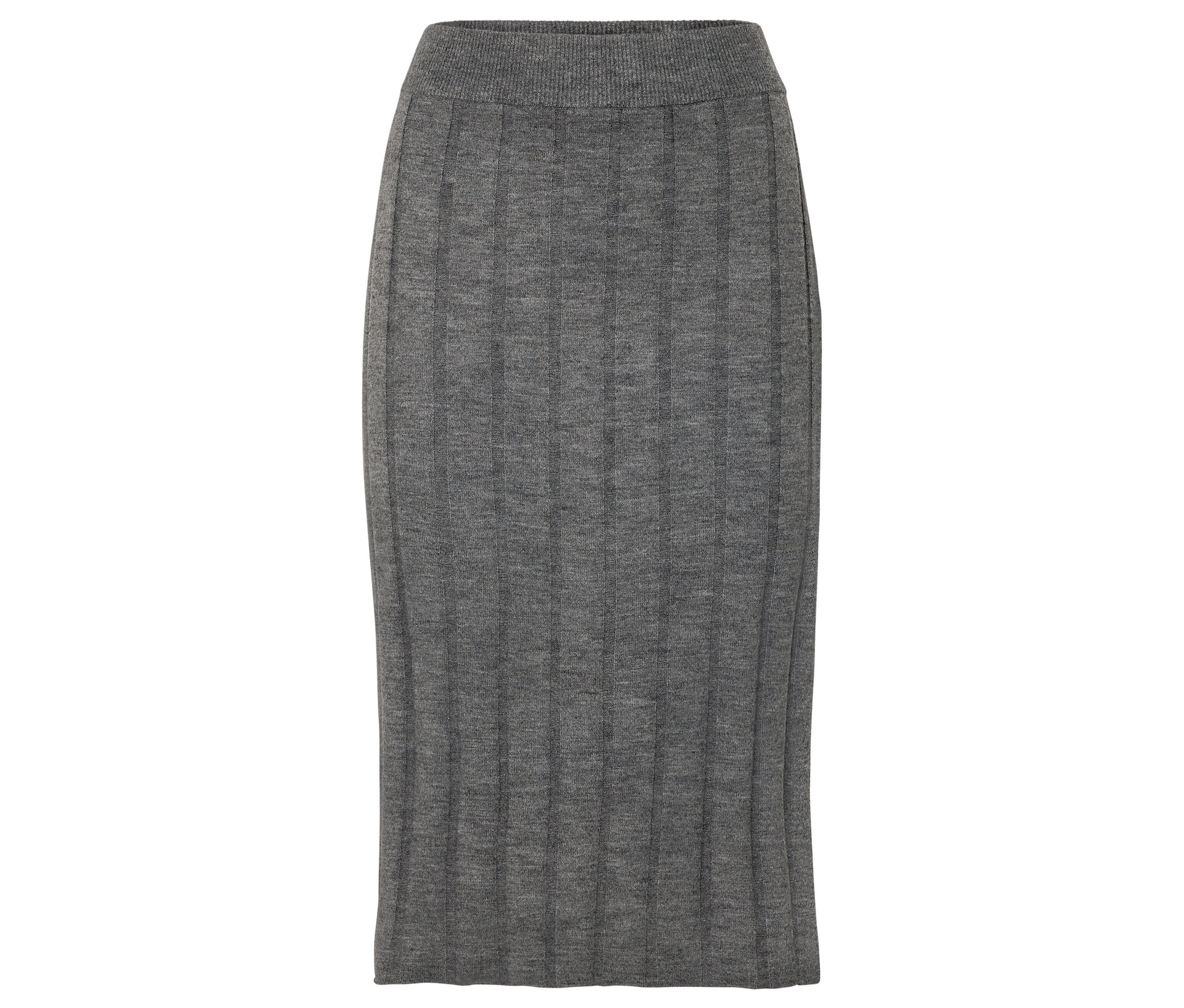 Gerippter Strickrock - Damen - Gr. L - grau - grau