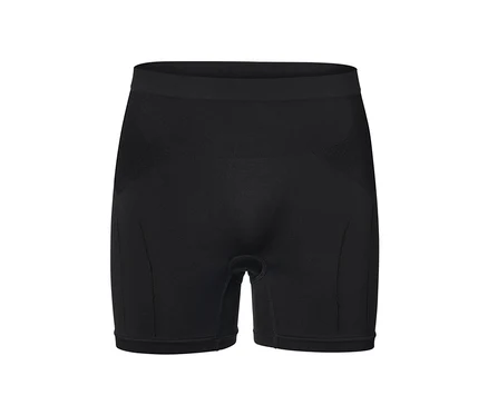Schwarze Radunterhose auf weißem Hintergrund.