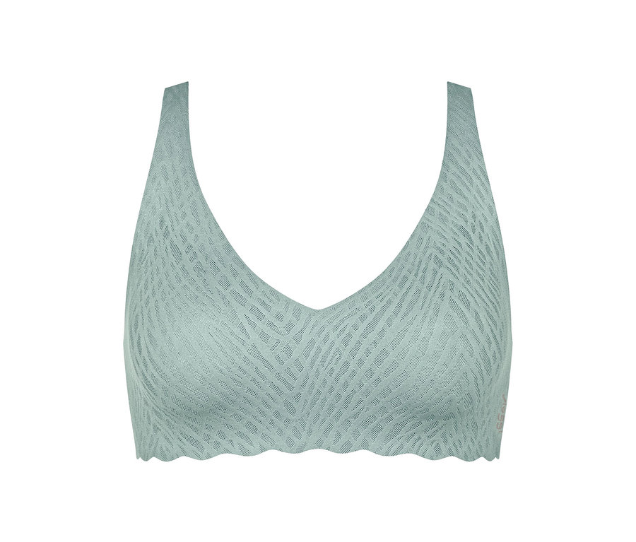 Detailaufnahme des sloggi ZERO Feel Bliss Soft Bra in Misty Turquoise.