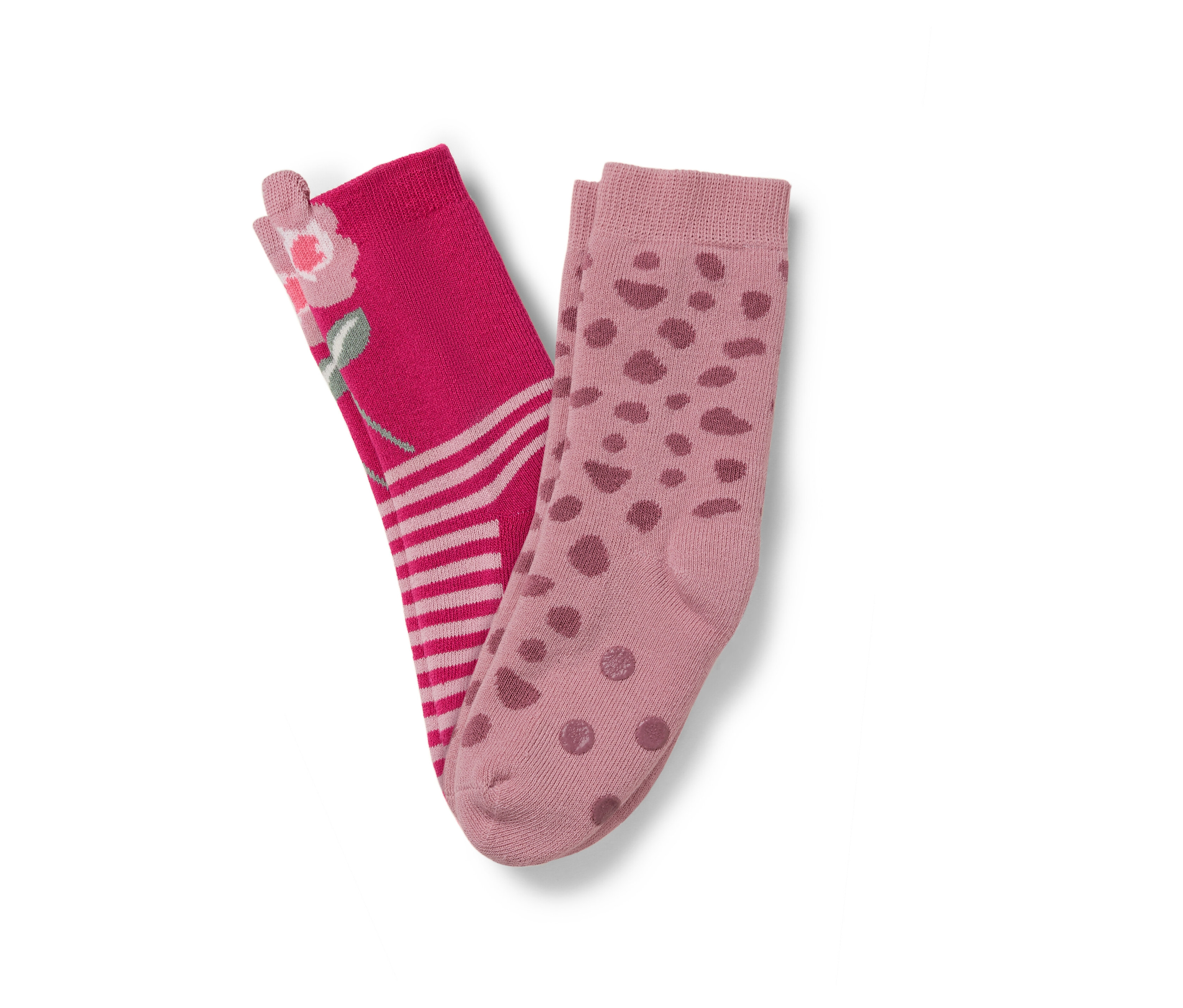 Tchibo - 2 Paar Kinder-Antirutsch-Socken - Damen - Gr. 23-26 - dunkelrosa/jacquard