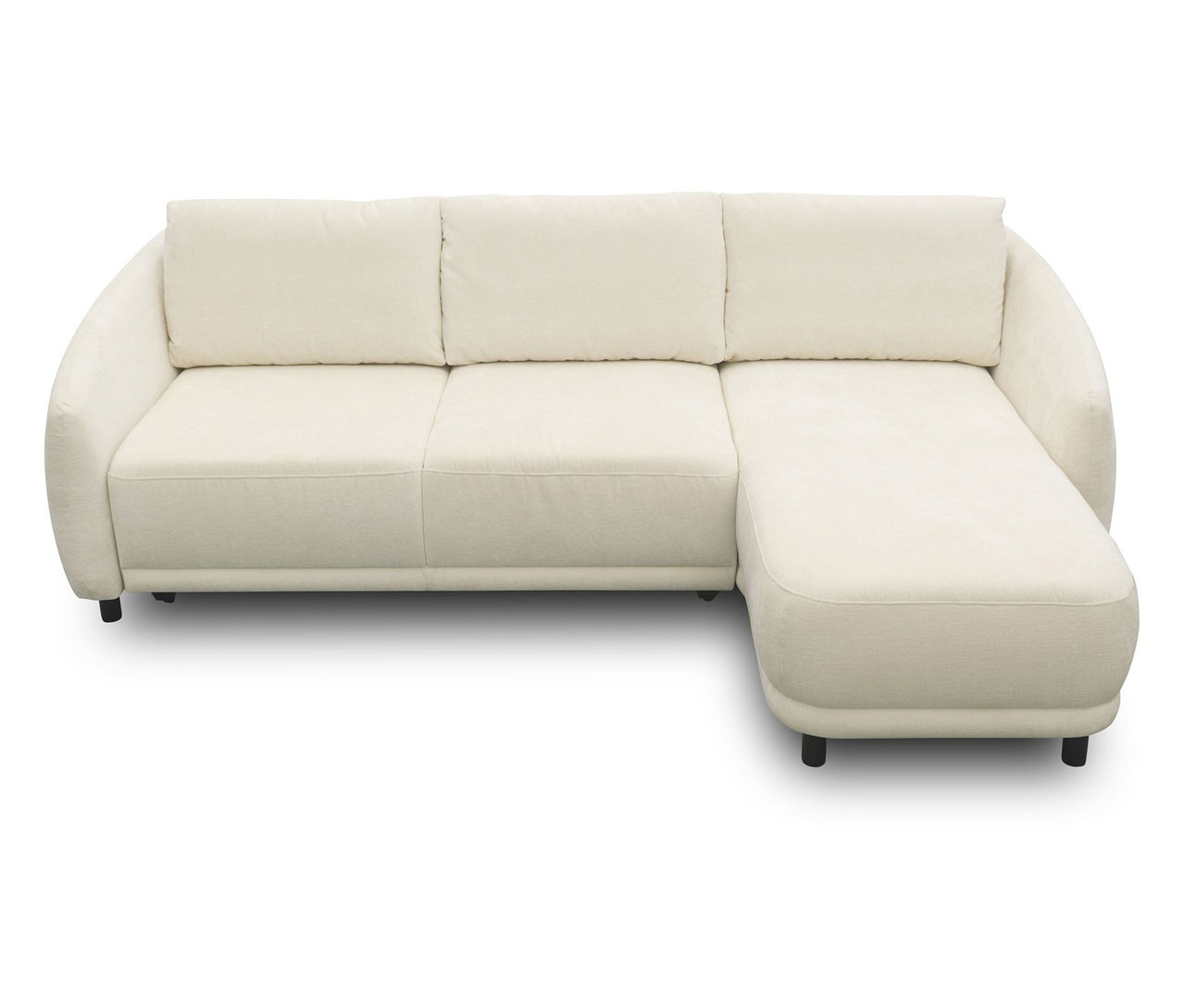 Cremefarbenes DOMO Ecksofa Longchair, rechtsbündig.