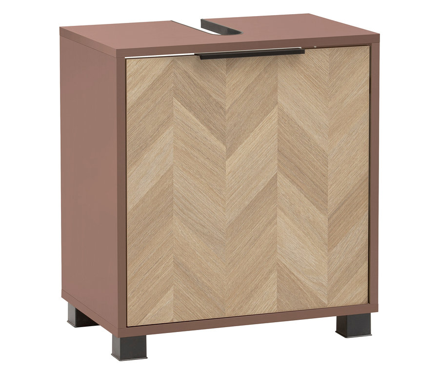 Schildmeyer Waschbeckenunterschrank »500« in Mauve mit Fischgrätenmuster.