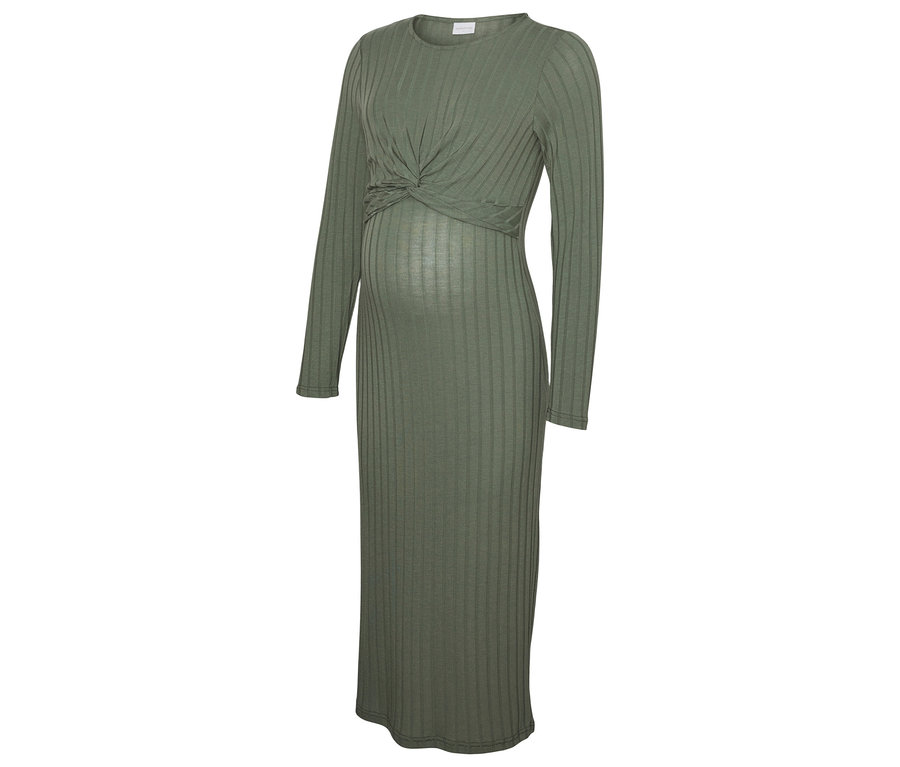 Ein olivfarbenes MAMALICIOUS MLLUCY JUNE LS JRS MIDI DRESS 2F.