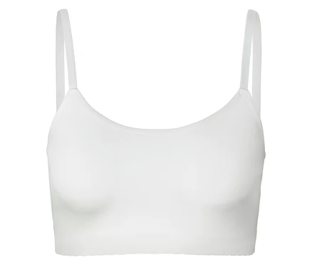 Weißes Bustier mit dünnen Trägern.
