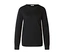 Schwarzer Langarmpullover mit Rundhalsausschnitt.