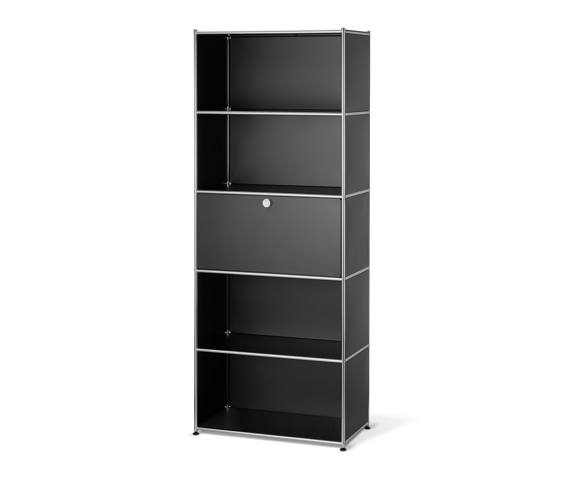 Tchibo - Hohes Regal Metall »Cn3« mit Klappenfach - 77x40x194,5cm - schwarz -