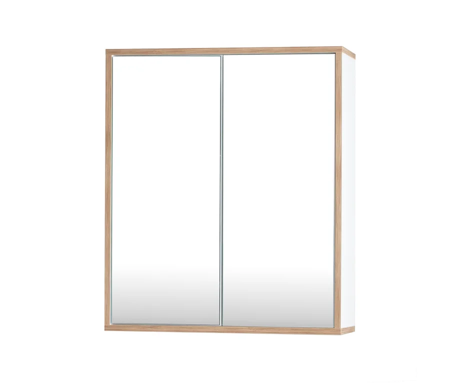 Weißer Roba Spiegelschrank »Morena« mit zwei Türen und Spiegel und Rahmen in Artisan-Eiche.