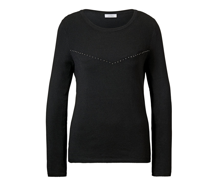 Schwarzer Feinstrick-Pullover.