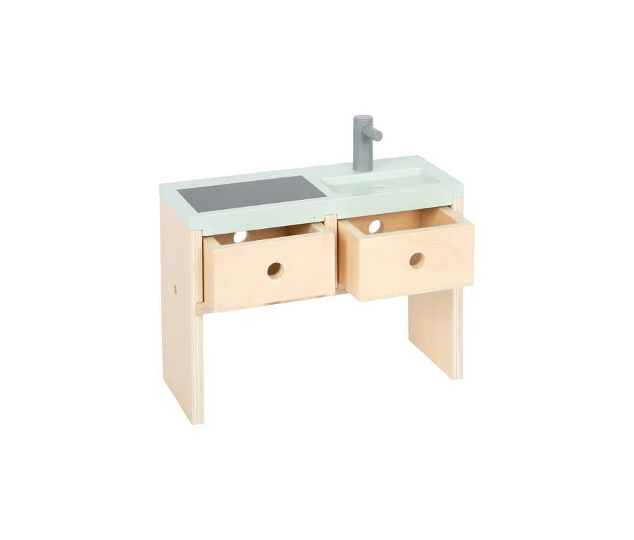 small foot Puppenhaus »Traumvilla XL« Waschbecken mit zwei Schubladen aus Holz.