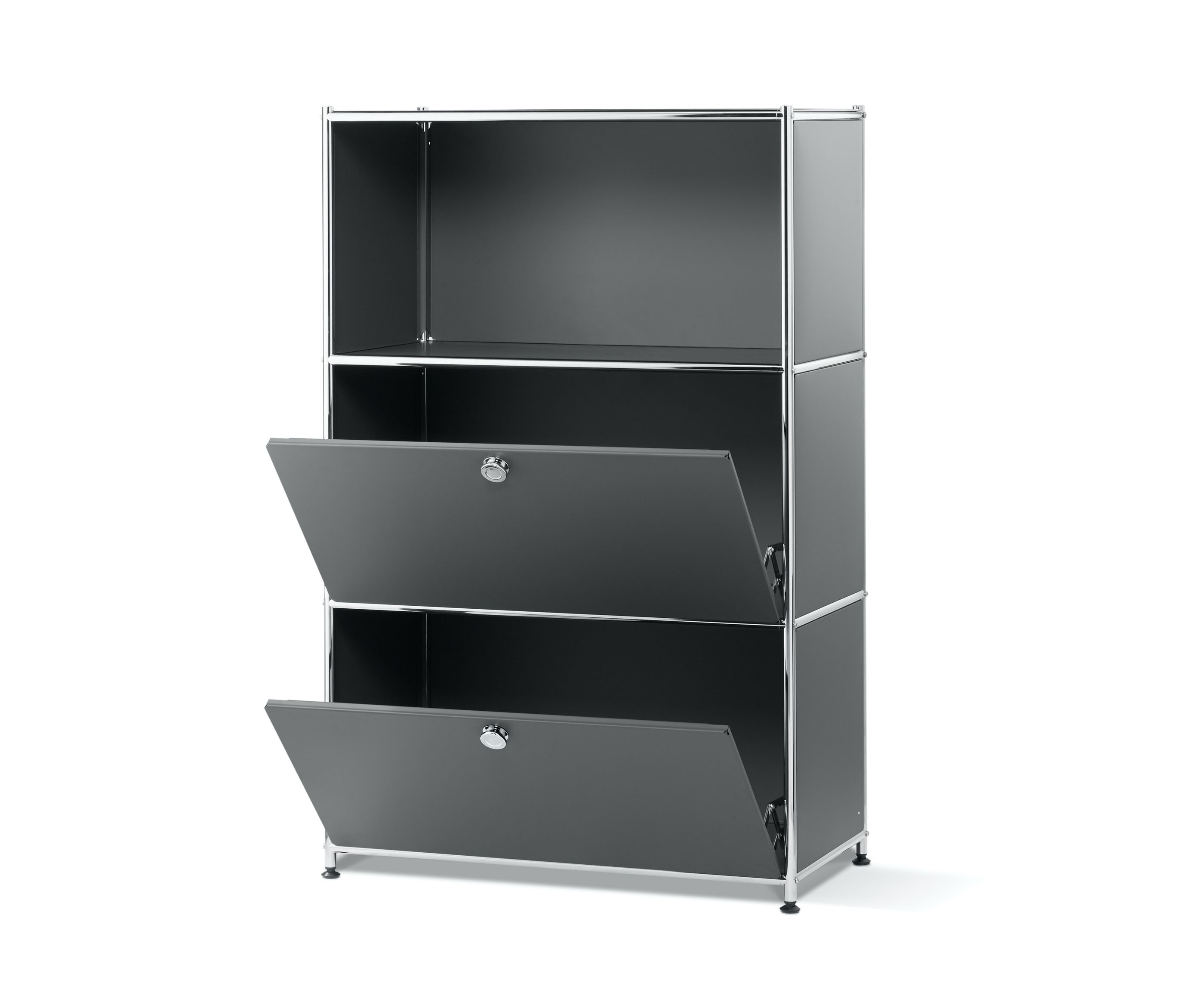 Tchibo - Regal Metall »Cn3« mit 2 Klappenfächern - 77x40x120,5cm - chrom - Stahl / Aluminium / Kunststoff