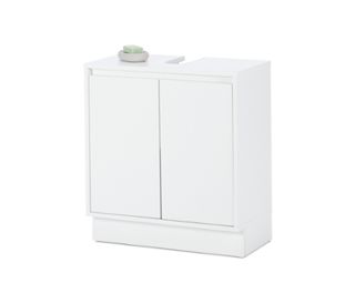 Weißer Waschbeckenunterschrank.