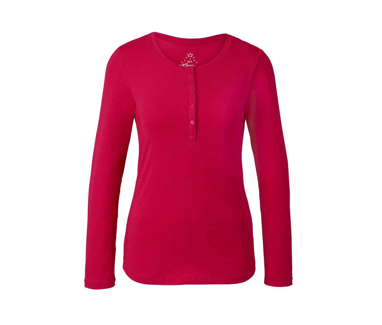 Ein roter Flanell-Pyjama mit langen Ärmeln und Knöpfen.