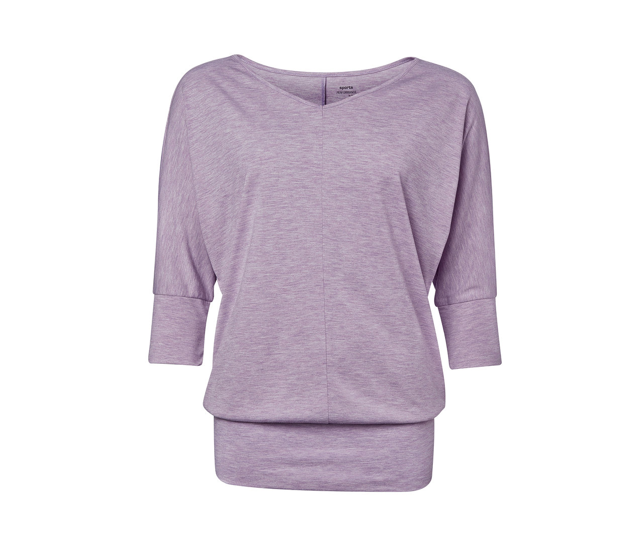 Lila 3/4-Sport- und Yogashirt.