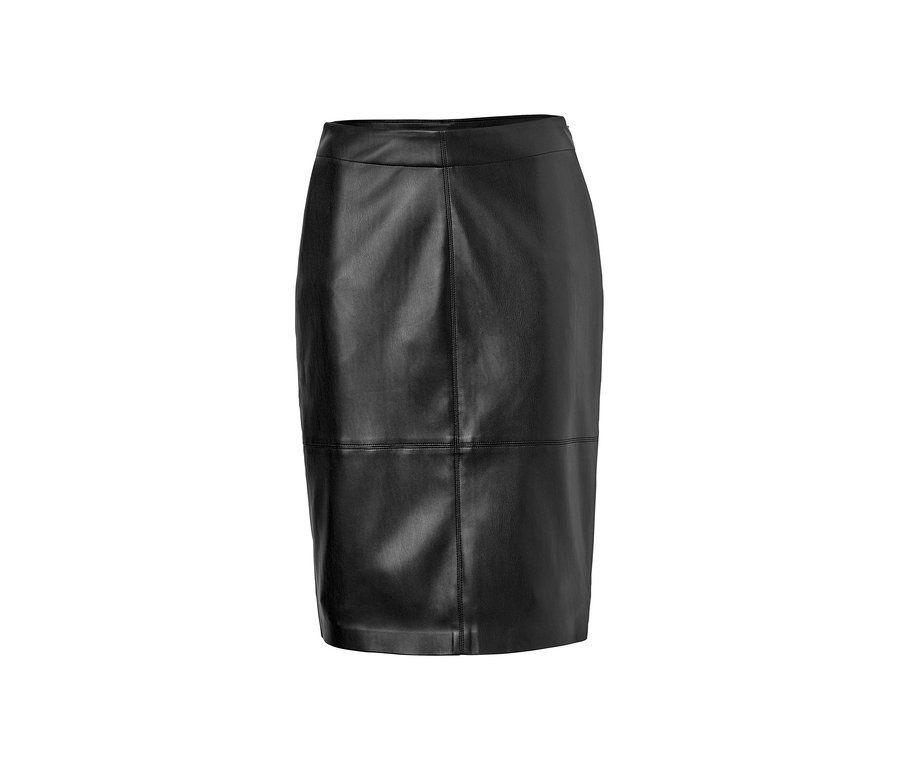 Schwarzer Rock in Lederoptik.