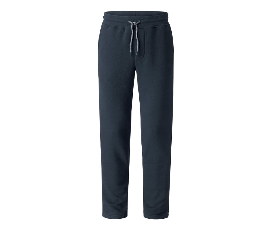 Marineblaue Sweatchino mit Kordelzug in der Taille.