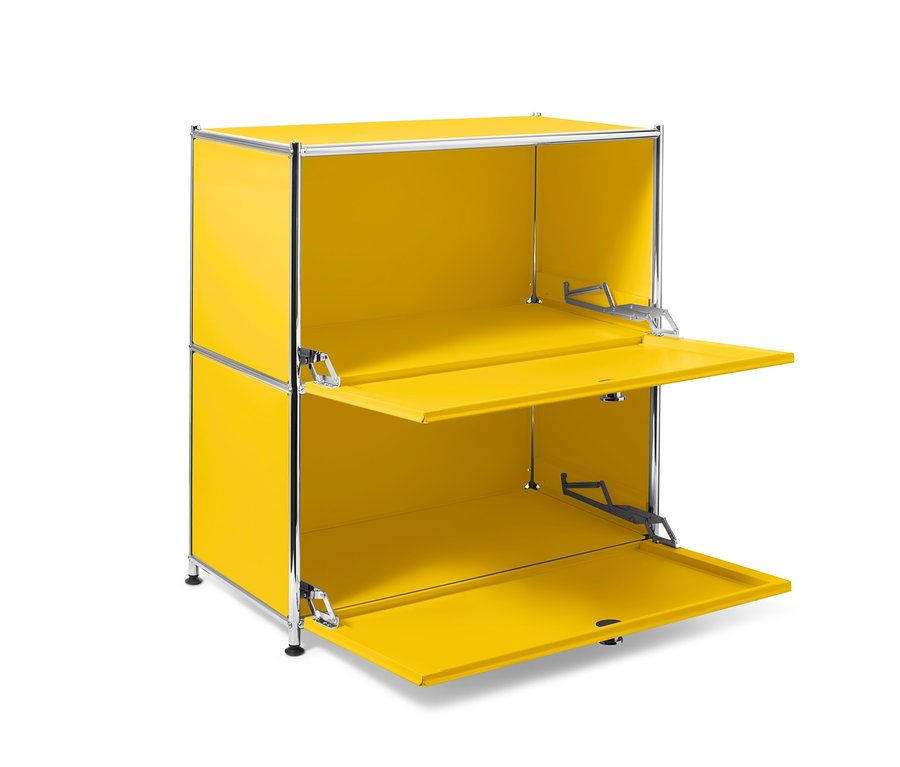Gelbes Sideboard Metall »CN3« mit 2 Klappfächern.
