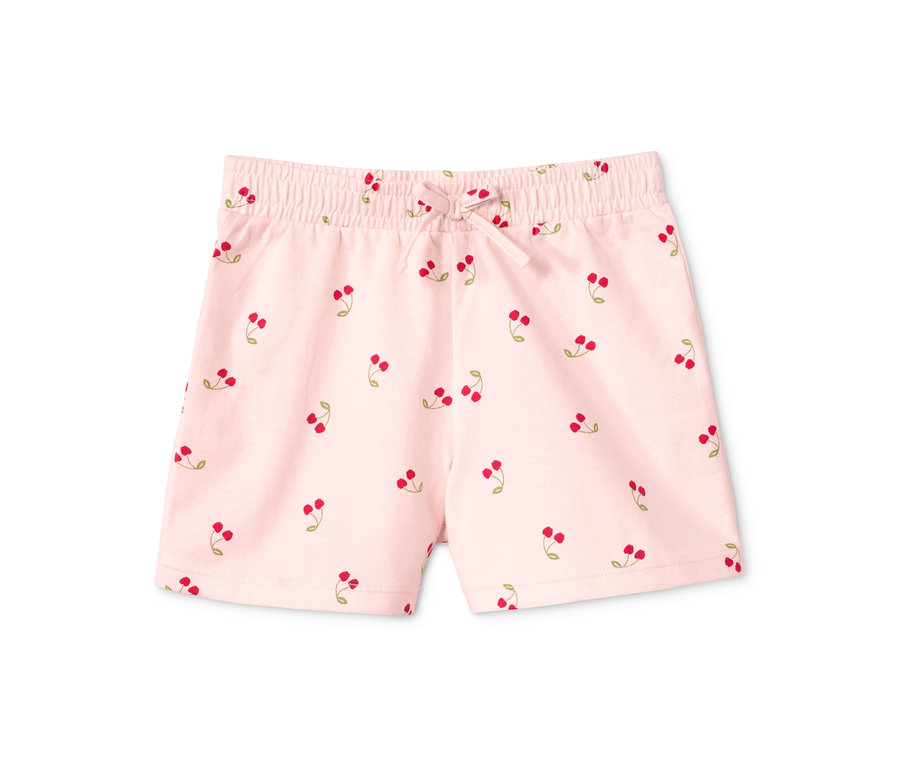 Rosa Shorty-Pyjama mit Kirschmuster.