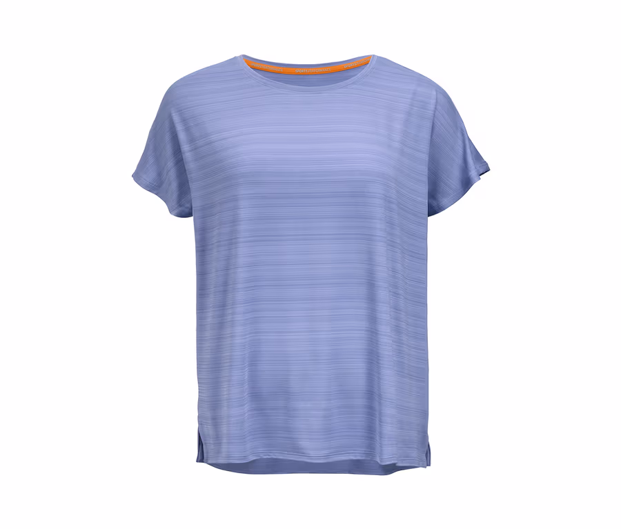 Violett meliertes Sportshirt.