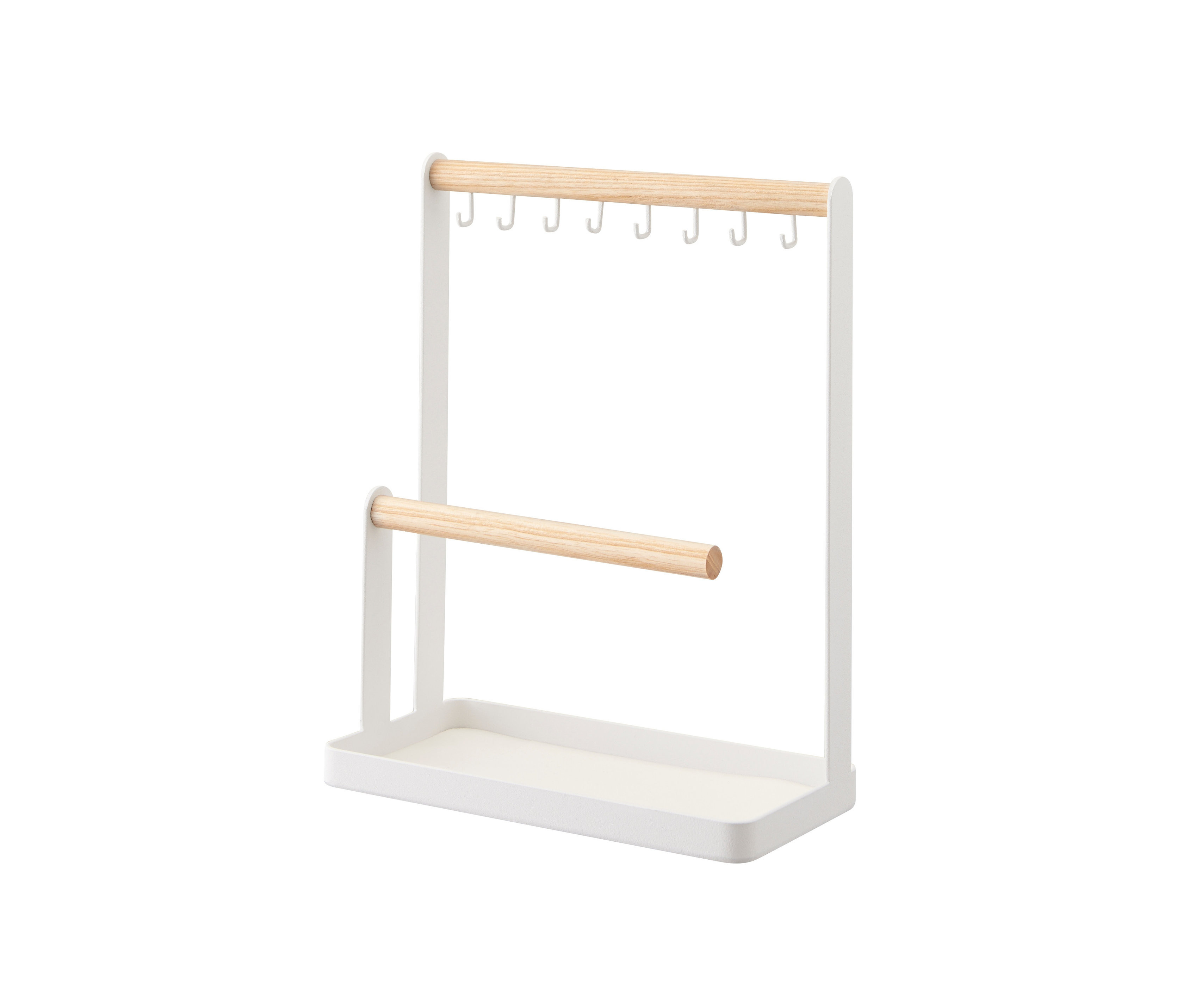 Weißer YAMAZAKI Schmuckständer »TOSCA« mit Holzelementen.
