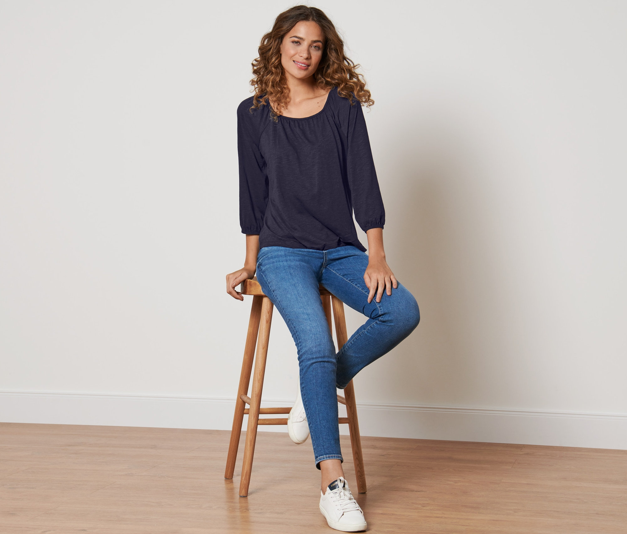 Thumbnail - Tchibo - Blusenshirt mit 3/4-Arm - Damen - Gr. S - dunkelblau