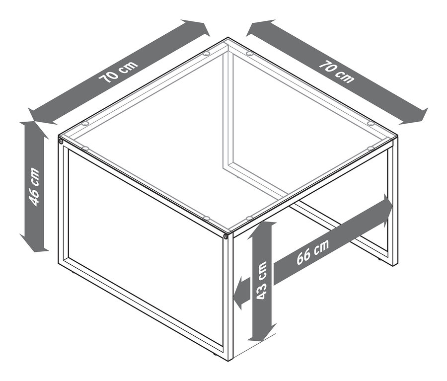 Abmessungen des zweiteiligen Couchtisch-Sets.
