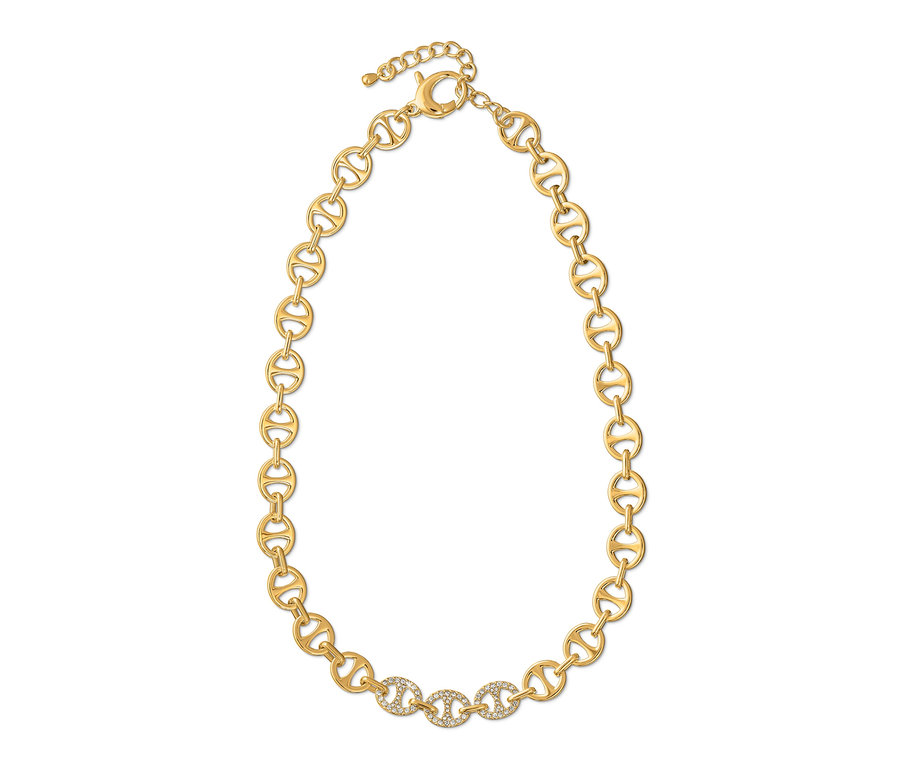 Goldene Kette Schiffsanker mit Glaskristallen.