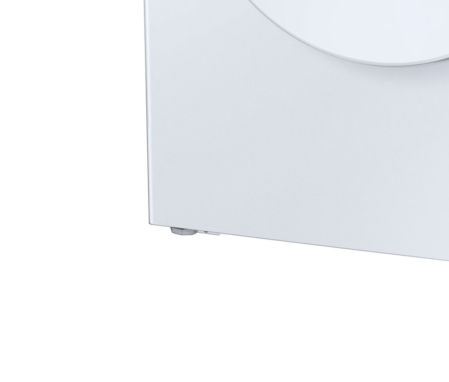 Weiße Samsung Waschmaschine mit Drehknopf zur Programmeinstellung und Digitalanzeige.