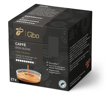 Packung Qbo Caffè BABA BUDAN - 27 Kapseln.