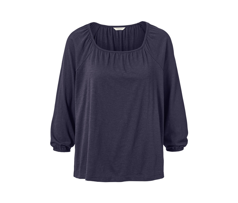 Dunkelblaues Blusenshirt mit 3/4-Arm.